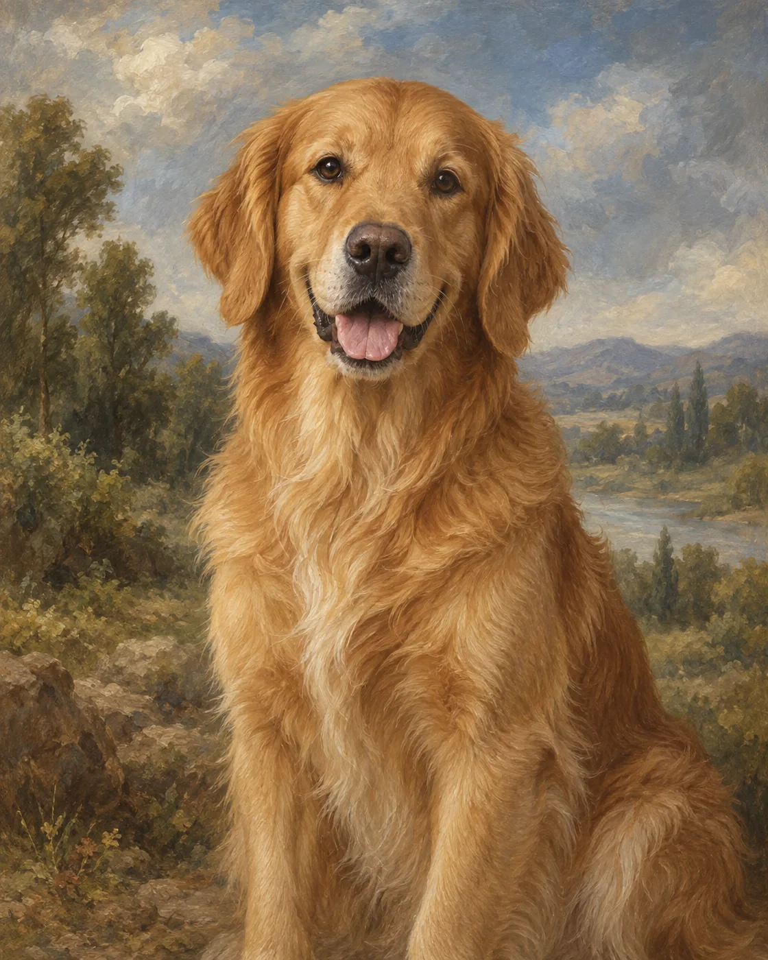 Classic oil AI dog portrait example