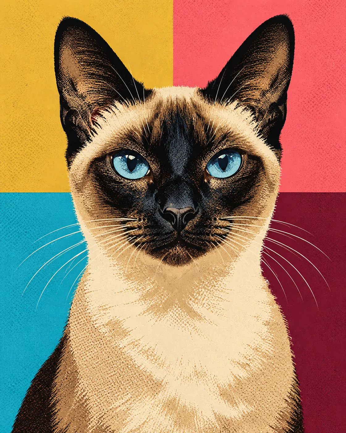 Pop art AI cat portrait example