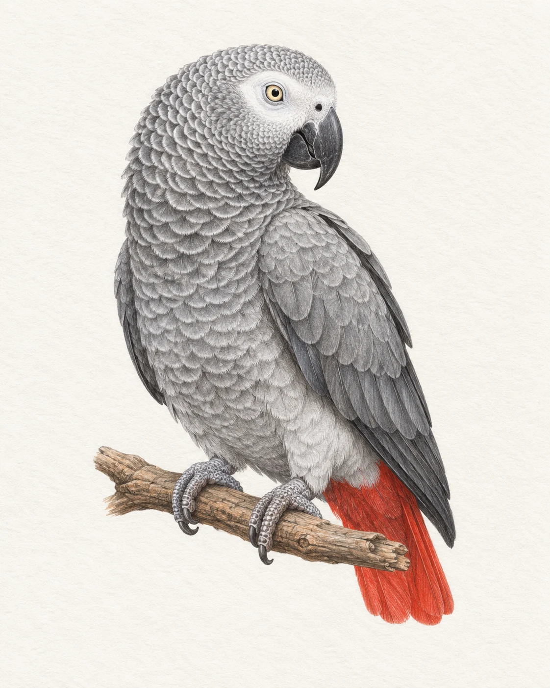 colored pencil african grey portrait