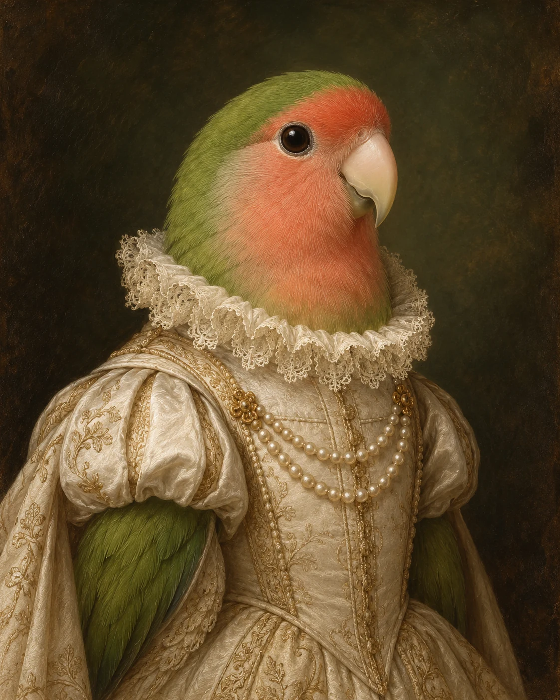 renaissance lace lovebird portrait