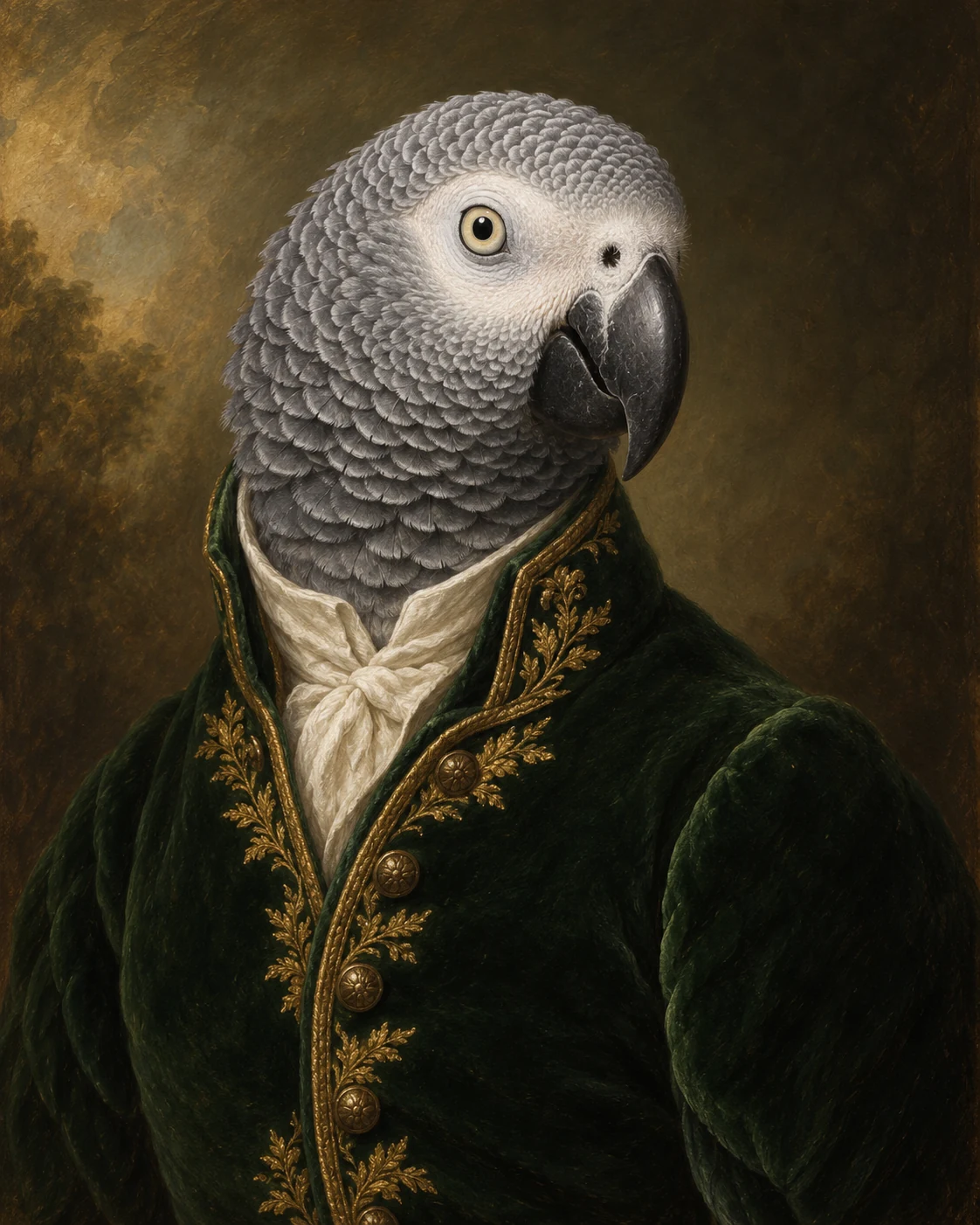 royal velvet african grey portrait