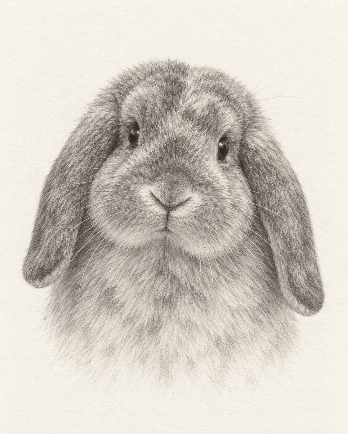 graphite holland lop rabbit portrait